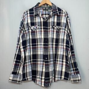 GH Bass Mens Size XXL Plaid 100% Cotton Button Up Shirt Gorpcore Casual Country
